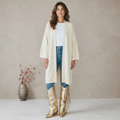Yehaw gold knee-high vegan microfibre cowgirl boots with fringe detail and round toe.