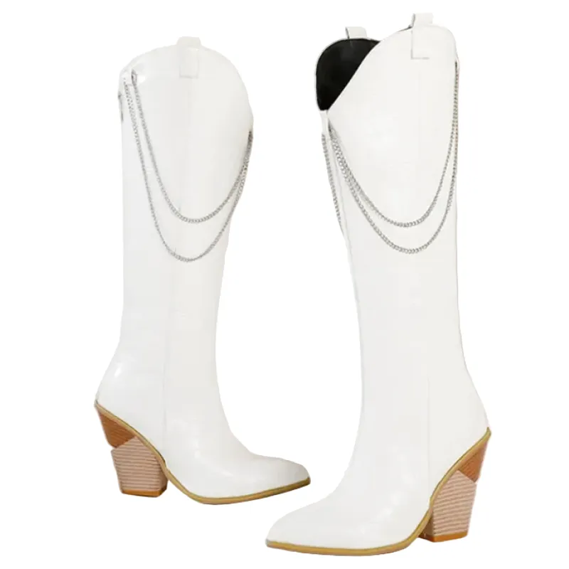 EVANGELINE Cowgirl Boots - Yehaw | White - Yehaw