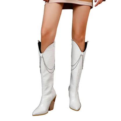 EVANGELINE Cowgirl Boots - Yehaw | White - Yehaw