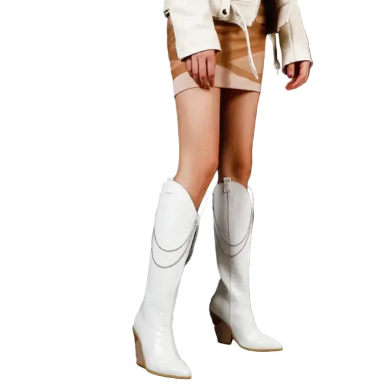 EVANGELINE Cowgirl Boots - Yehaw | White - Yehaw