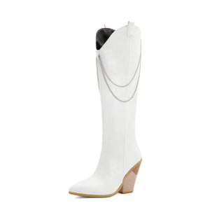 EVANGELINE Cowgirl Boots - Yehaw | White - Yehaw