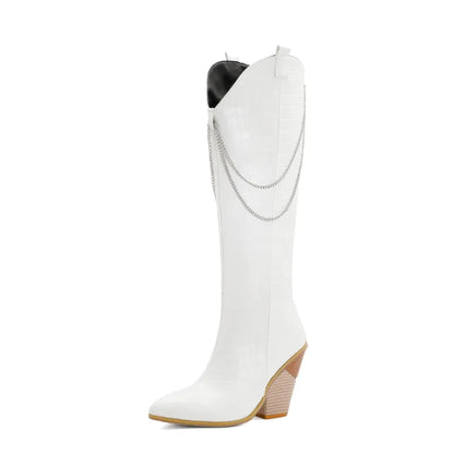 EVANGELINE Cowgirl Boots - Yehaw | White - Yehaw