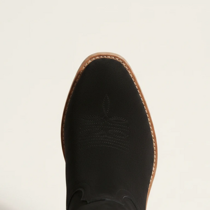 Yehaw Antonia black vegan suede mid-calf cowgirl boots with round toe and medium heel