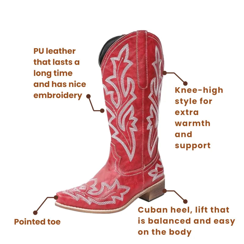 FANNY Cowgirl Boots - Resistant PU leather | Elegance & Stability - Yehaw