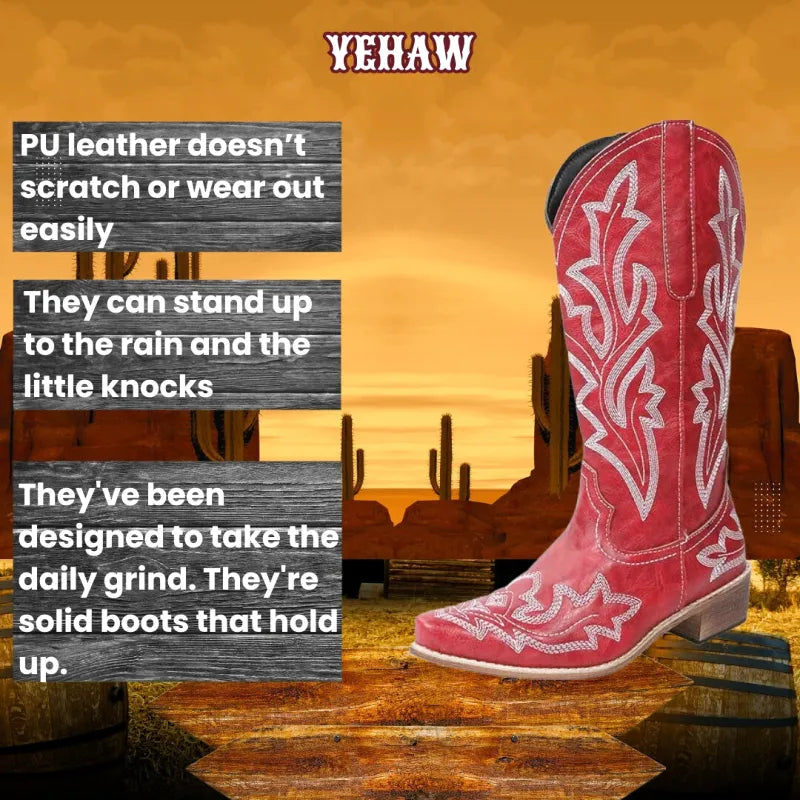 FANNY Red Cowgirl Boots - Yehaw