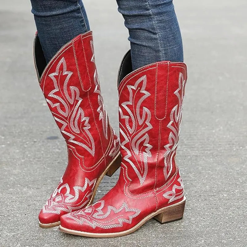 FANNY Cowgirl Boots - Resistant PU leather | Elegance & Stability - Yehaw