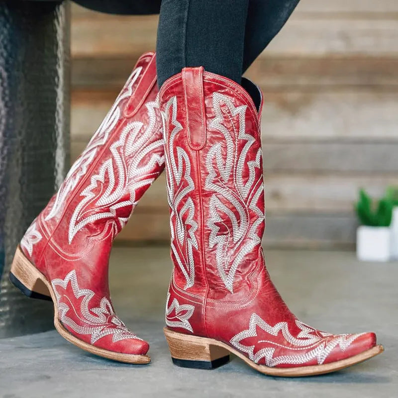 FANNY Cowgirl Boots - Resistant PU leather | Elegance & Stability - Yehaw