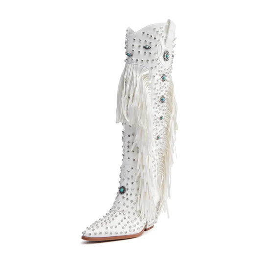FLORA Cowgirl Boots - Yehaw | White - Yehaw 