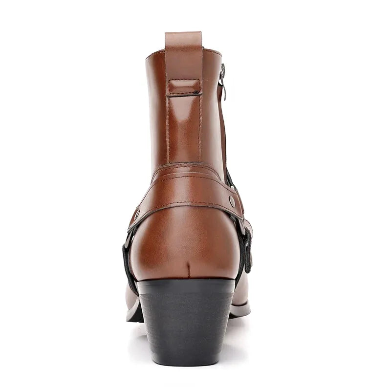 GEORGE Mens Cowboy Boots - PU Leather | Sturdy & Sharp - Yehaw