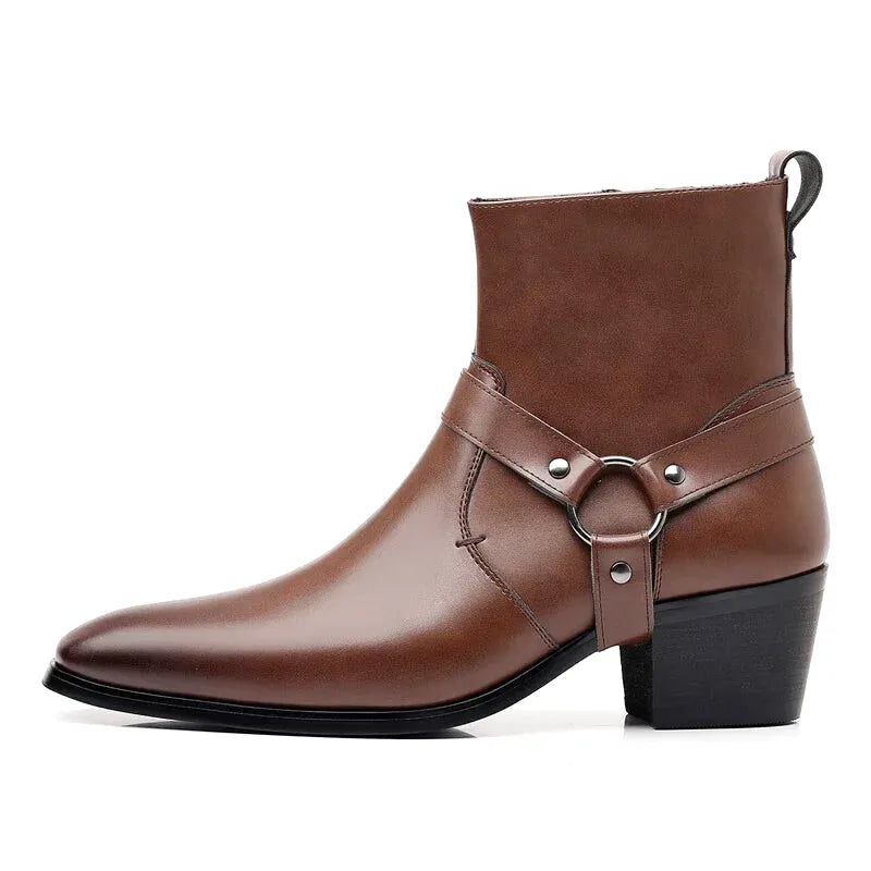 GEORGE Mens Cowboy Boots - PU Leather | Sturdy & Sharp - Yehaw