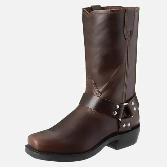 Bottes Ghost Santiag pour homme de la marque Yehaw, en marron foncé, avec détails en cuir et style santiag.