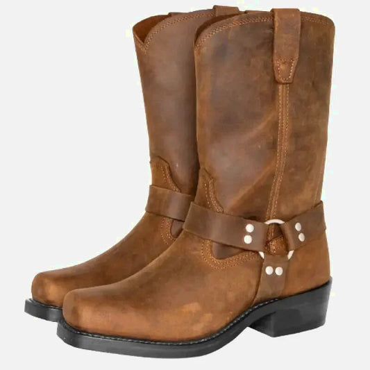 Chaussures santiags pour homme Yehaw, modèle Ghost Santiag en cuir marron, look élégant et tendance.