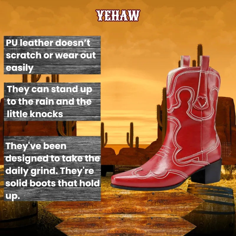 GRACIE Cowgirl Boots - Yehaw | Black & Red