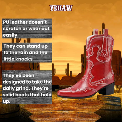 GRACIE Cowgirl Boots - Yehaw | Black & Red