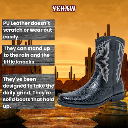 HECTOR Mens Cowboy Boots - Yehaw | Black & Brown