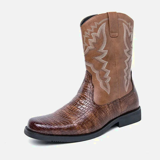 Santiags pour homme Yehaw HECTOR en cuir marron, chaussures élégantes avec détails en cuir pour homme.