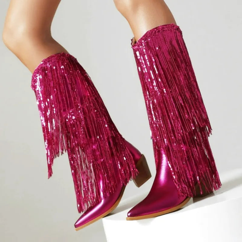 HELEN Cowgirl Boots Fringe - Clog Heel | Top of the range comfort - Yehaw