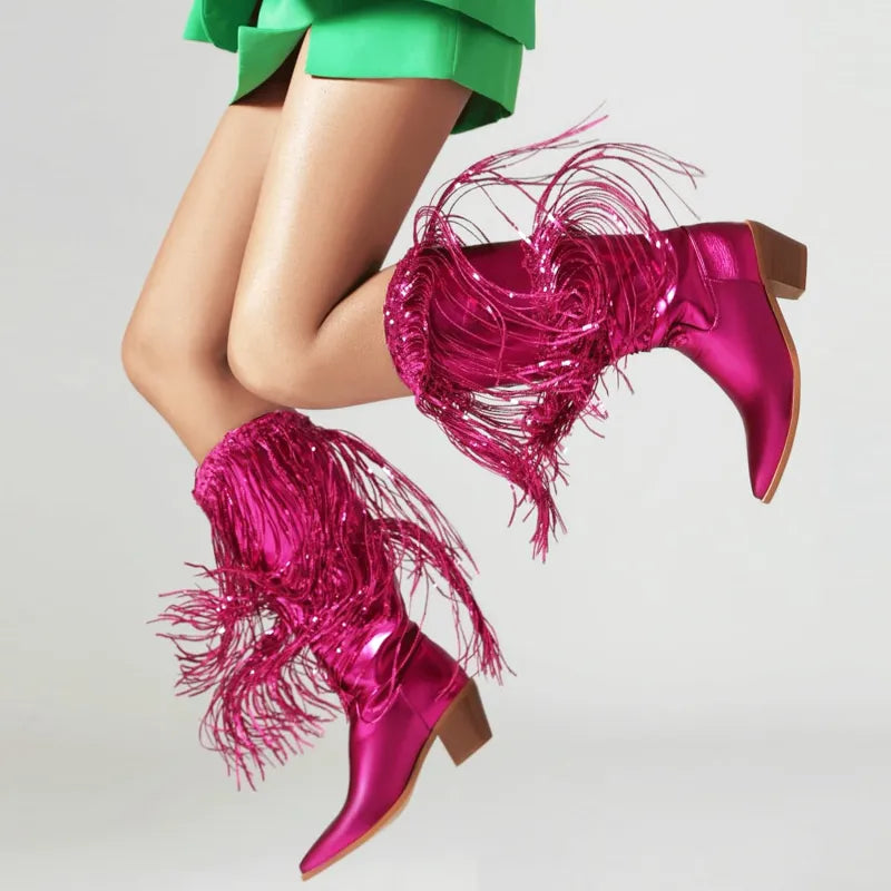 HELEN Cowgirl Boots Fringe - Clog Heel | Top of the range comfort - Yehaw