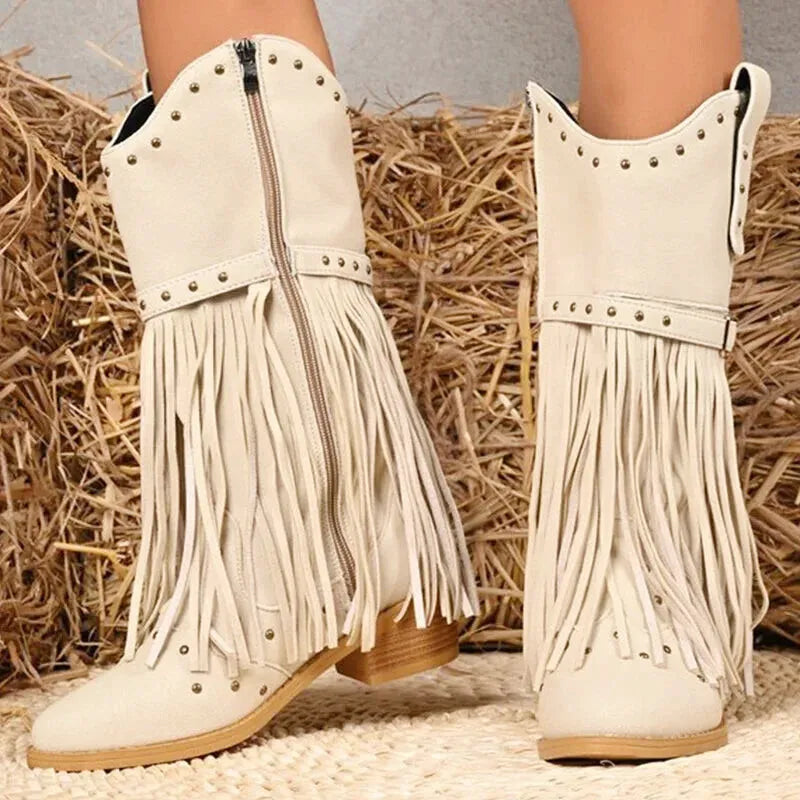 IDA Cowgirl Boots - Yehaw | Beige - Yehaw