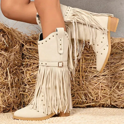IDA Cowgirl Boots - Yehaw | Beige - Yehaw