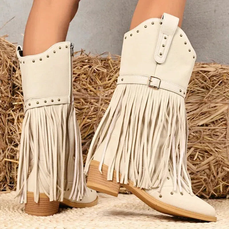 IDA Cowgirl Boots - Yehaw | Beige - Yehaw