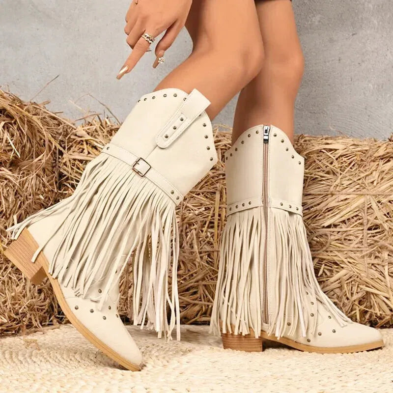IDA Cowgirl Boots - Yehaw | Beige - Yehaw