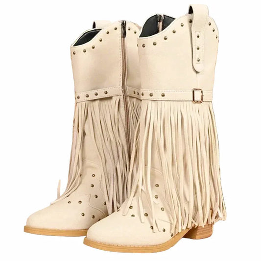 IDA Cowgirl Boots - Yehaw | Beige - Yehaw 