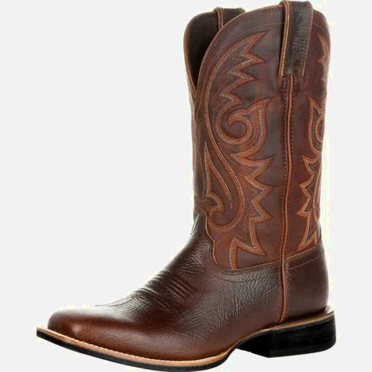 Chaussures santiags pour homme Yehaw Santiag Marron, en cuir, avec détails élégants et semelle robuste.