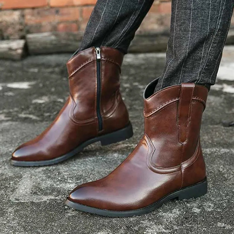 JIMMY Mens Cowboy Boots - PU Leather | Reliable & Clean Look - Yehaw
