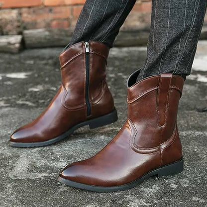 JIMMY Mens Cowboy Boots - PU Leather | Reliable & Clean Look - Yehaw