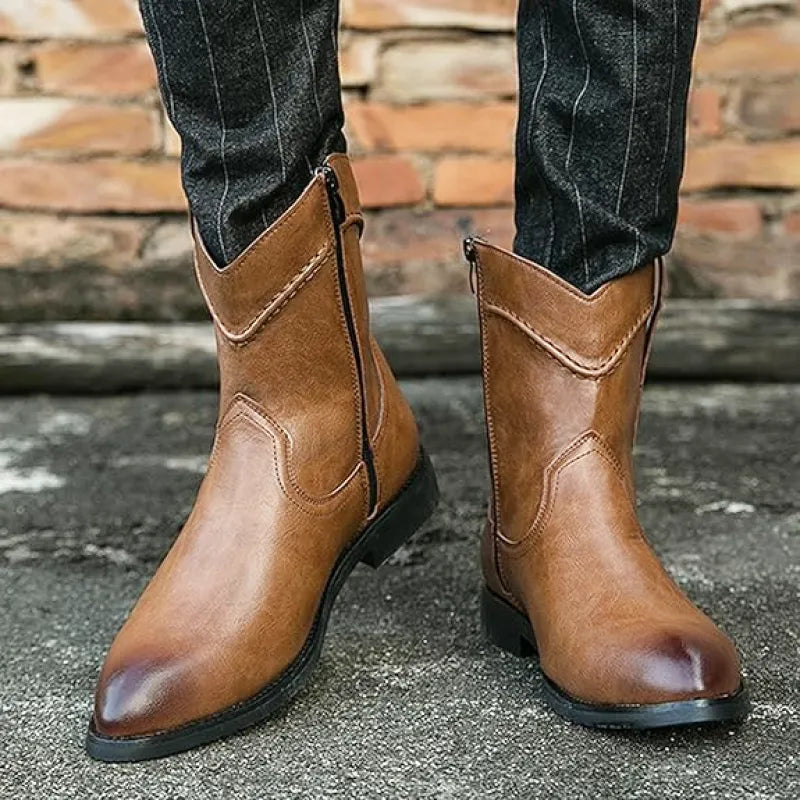 JIMMY Mens Cowboy Boots - PU Leather | Reliable & Clean Look - Yehaw