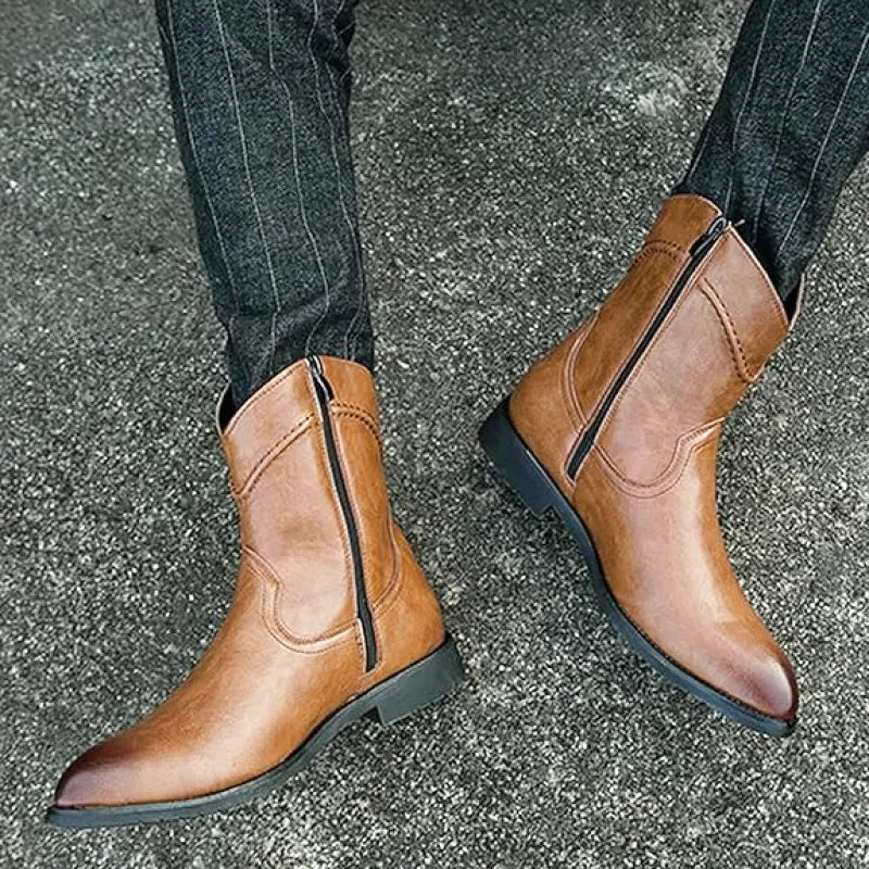 JIMMY Mens Cowboy Boots - PU Leather | Reliable & Clean Look - Yehaw