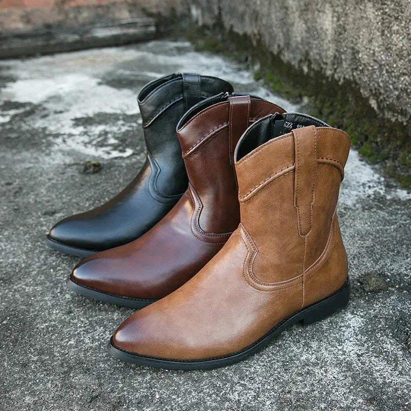 JIMMY Mens Cowboy Boots - PU Leather | Reliable & Clean Look - Yehaw