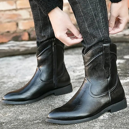 JIMMY Mens Cowboy Boots - PU Leather | Reliable & Clean Look - Yehaw