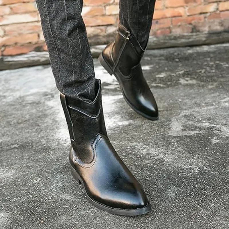 JIMMY Mens Cowboy Boots - PU Leather | Reliable & Clean Look - Yehaw