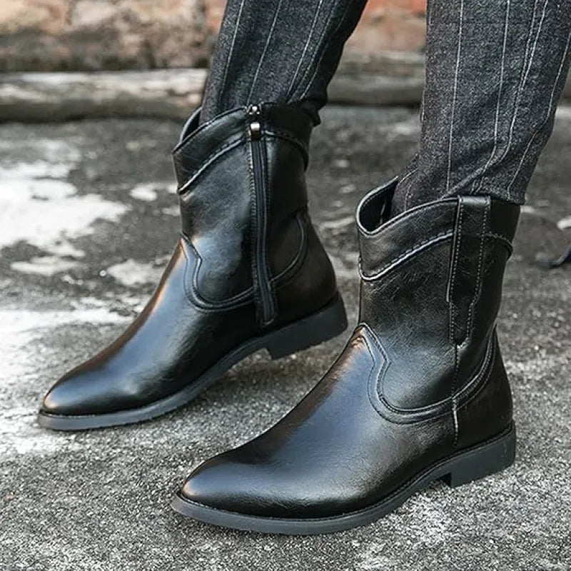 JIMMY Mens Cowboy Boots - PU Leather | Reliable & Clean Look - Yehaw