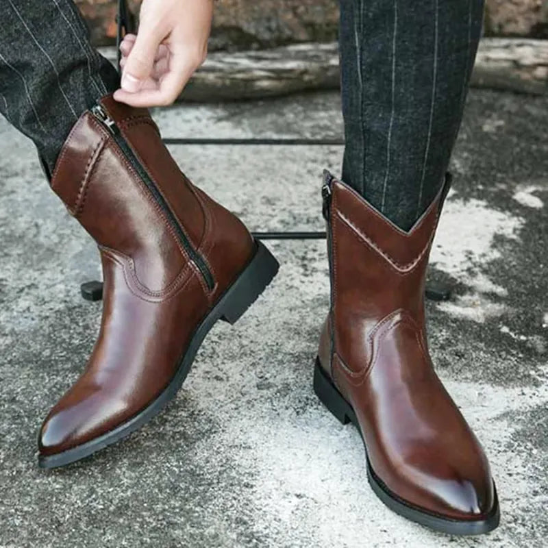 JIMMY Mens Cowboy Boots - PU Leather | Reliable & Clean Look - Yehaw