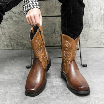 JOHNNY Mens Cowboy Boots - PU Leather | Reliable & Clean Look - Yehaw