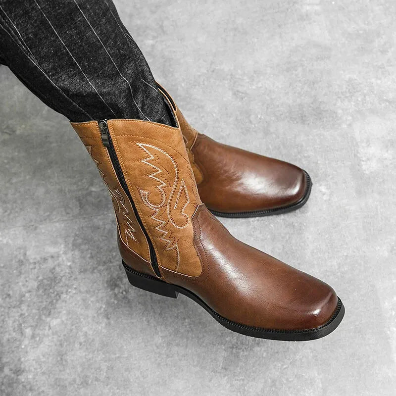JOHNNY Mens Cowboy Boots - PU Leather | Reliable & Clean Look - Yehaw