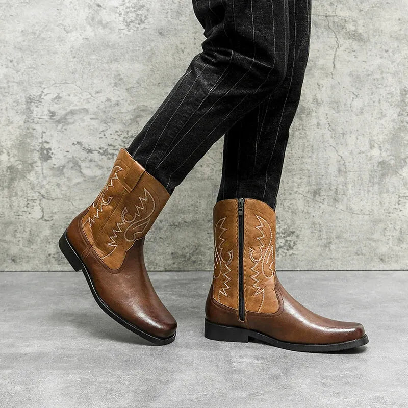 JOHNNY Mens Cowboy Boots - PU Leather | Reliable & Clean Look - Yehaw