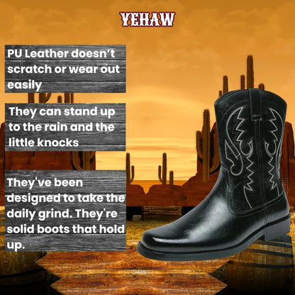 JOHNNY Mens Cowboy Boots - Yehaw | Black & Brown