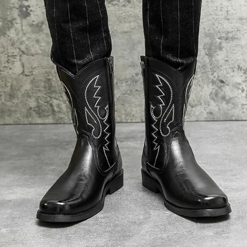 JOHNNY Mens Cowboy Boots - PU Leather | Reliable & Clean Look - Yehaw