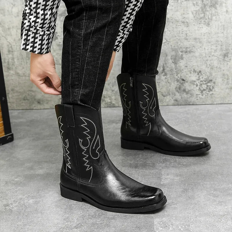 JOHNNY Mens Cowboy Boots - PU Leather | Reliable & Clean Look - Yehaw
