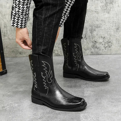 JOHNNY Mens Cowboy Boots - PU Leather | Reliable & Clean Look - Yehaw