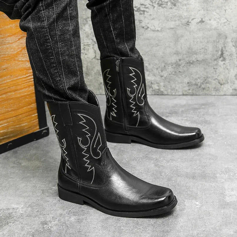 JOHNNY Mens Cowboy Boots - PU Leather | Reliable & Clean Look - Yehaw