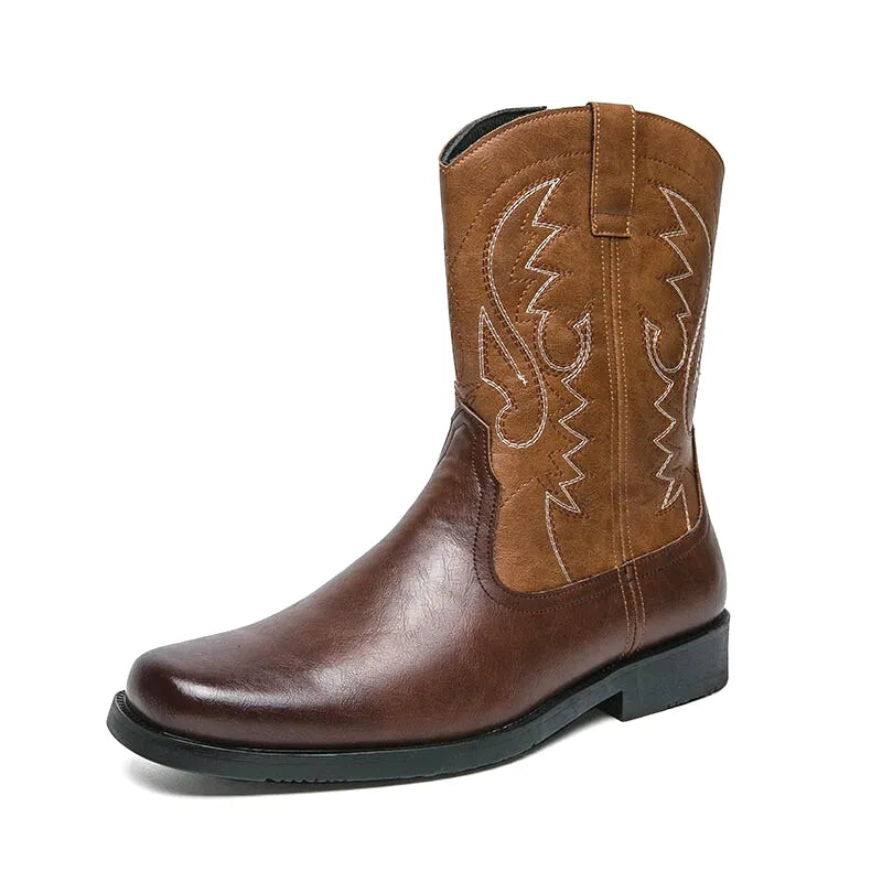 JOHNNY Mens Cowboy Boots - PU Leather | Reliable & Clean Look - Yehaw