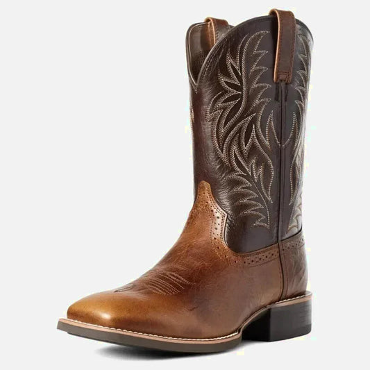 Chaussures santiag pour homme Johnny Yehaw en marron, style élégant avec détails en cuir naturel.