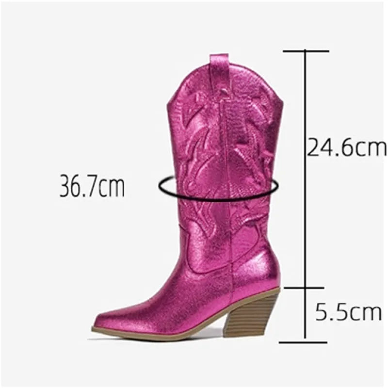 LILY Metallic Cowgirl Boots - Resistant PU leather | Elegance & Stability - Yehaw