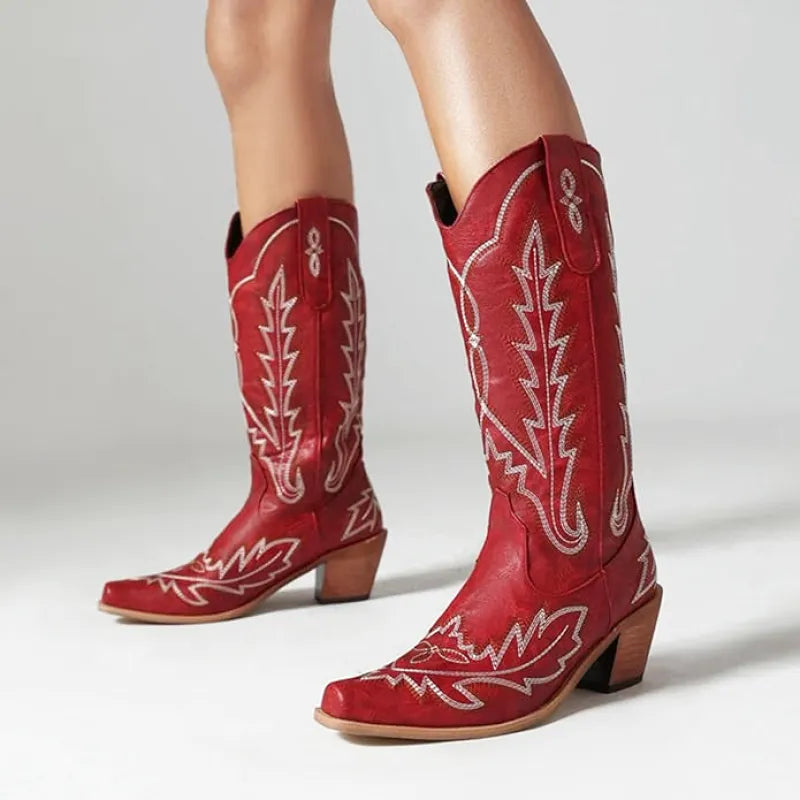 Loretta Cowgirl Boots - Resistant PU leather | Elegance & Stability - Yehaw