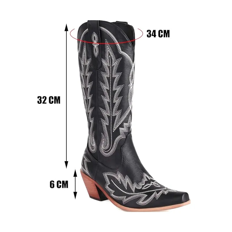 Loretta Cowgirl Boots - Resistant PU leather | Elegance & Stability - Yehaw
